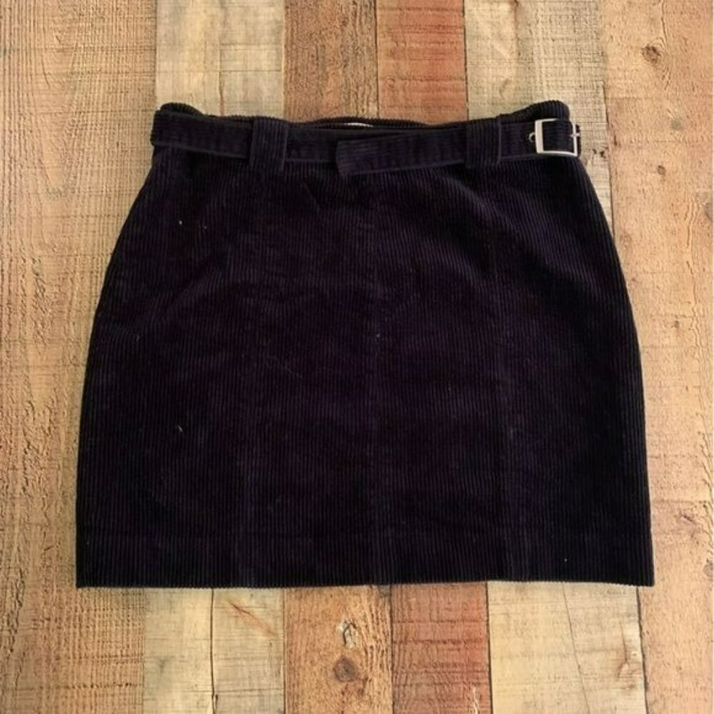 Urban outfitters navy blue corduroy mini skirt with belt -M